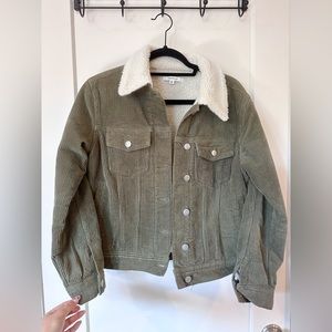 PacSun Womens Sherpa Corduroy Green Trucker Jacket